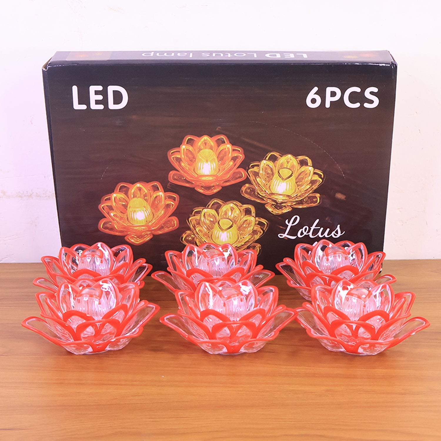 Set of 6 Lotus Shaped LED Flameless Decorative Candles Set of 6 Lotus Shaped LED Flameless Decorative Candles